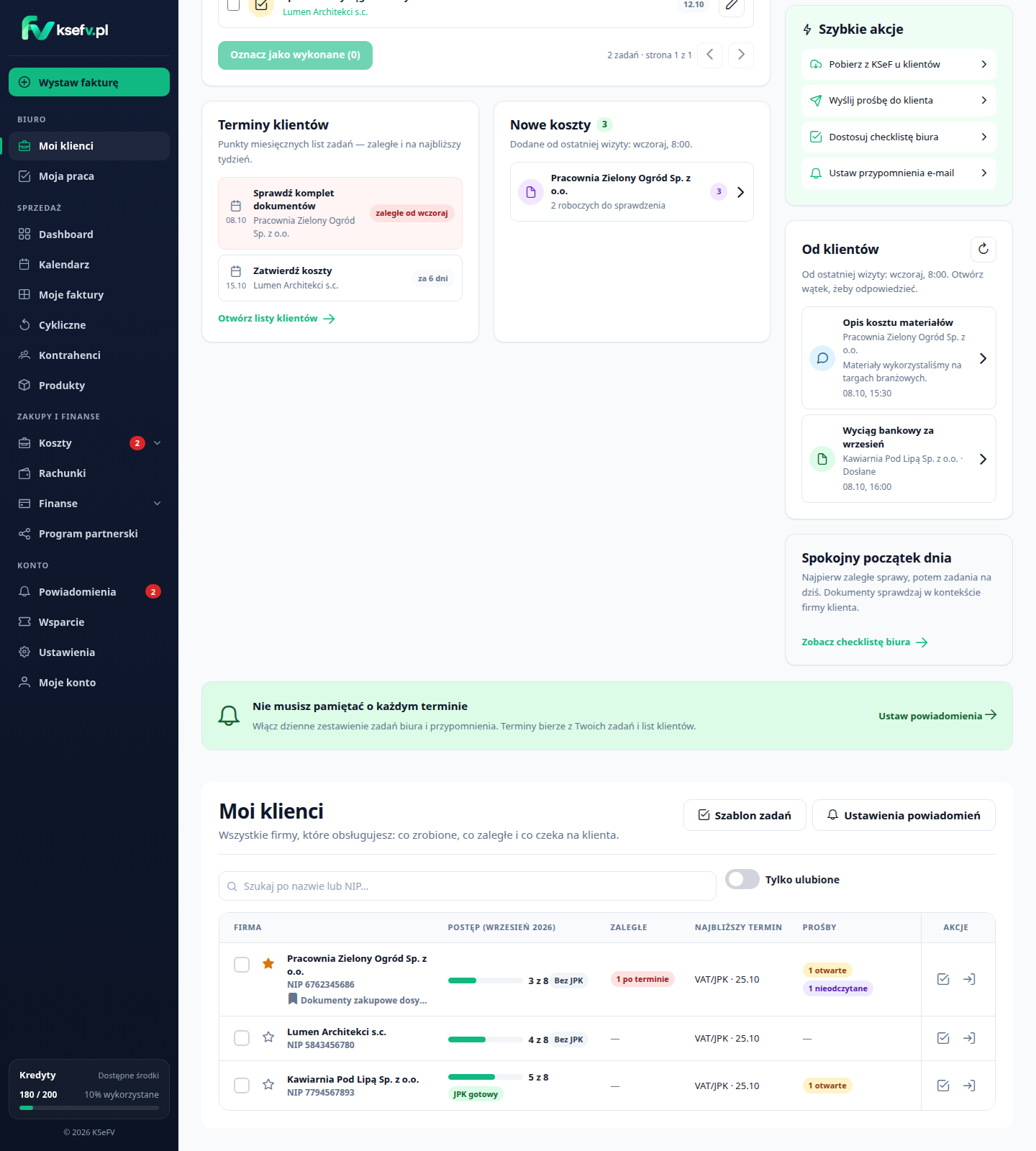 Lista klientów biura — desktop