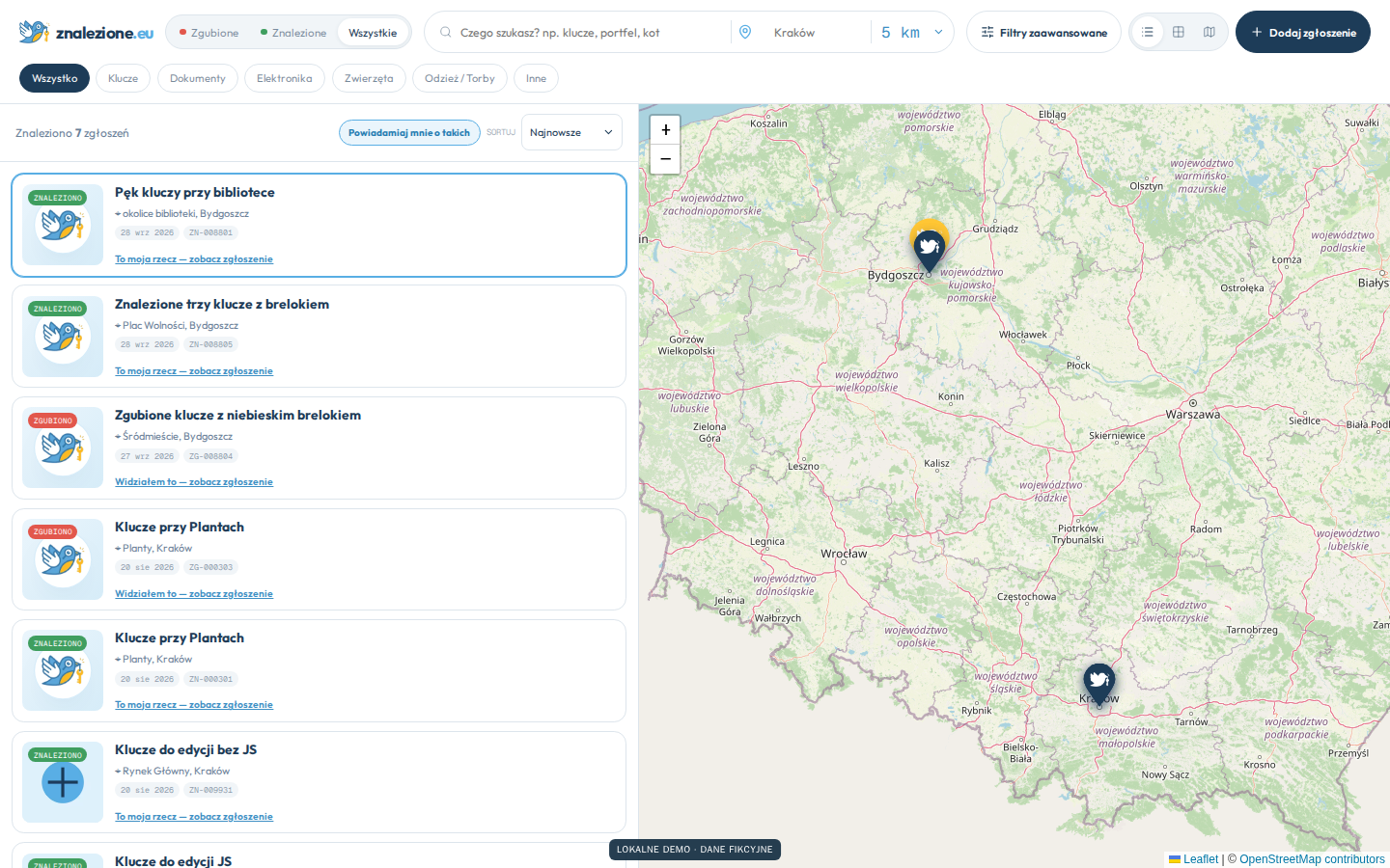 Znalezione.eu — Szukanie w okolicy (komputer)